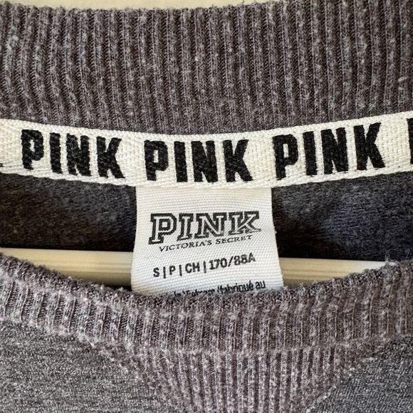 Victoria's Secret VS PINK Sz S Gray White Logo Sweatshirt Cozy Girl Y2K Lounge - Picture 4 of 7